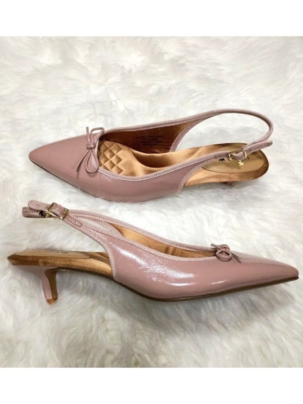 Birdies Womens Mauve Pointed Kitten heel Clean luxury Slingback Heels Size 9